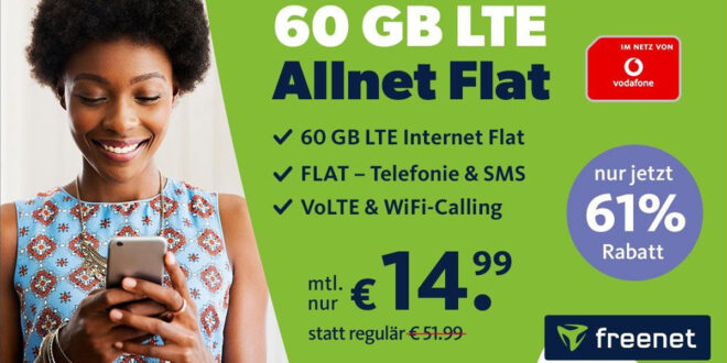 60GB LTE Allnet Flat Vodafone nur 14,99 Euro monatlich