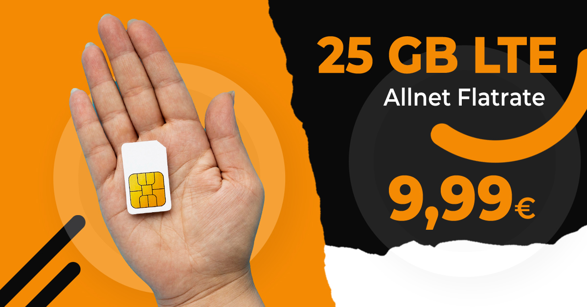 Monatlich kündbar – 25GB LTE und 5G für nur 9,99 Euro monatlich