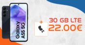 Samsung Galaxy A55 Enterprise Edition & Galaxy Buds FE für einmalig 29 Euro mit 30 GB LTE nur 22 Euro monatlich