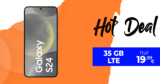 Samsung Galaxy S24 mit Trade-In Bonus (Einsendung Altgerät) für einmalig 99 Euro (statt 199 Euro) mit 35GB LTE nur 19,99 Euro monatlich